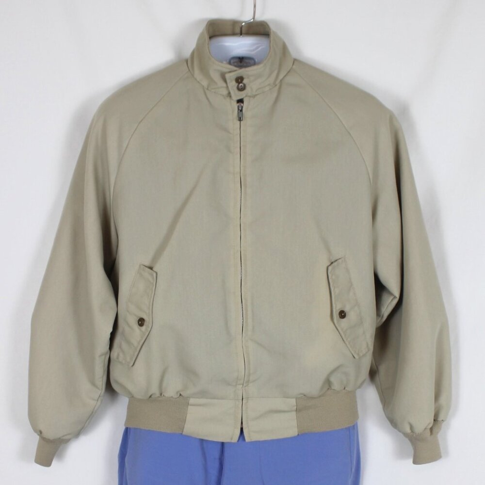 SADDLEBROOK Tan Jacket Men Size Medium Full Zipper Long Sleeve Vtg. Made in USA